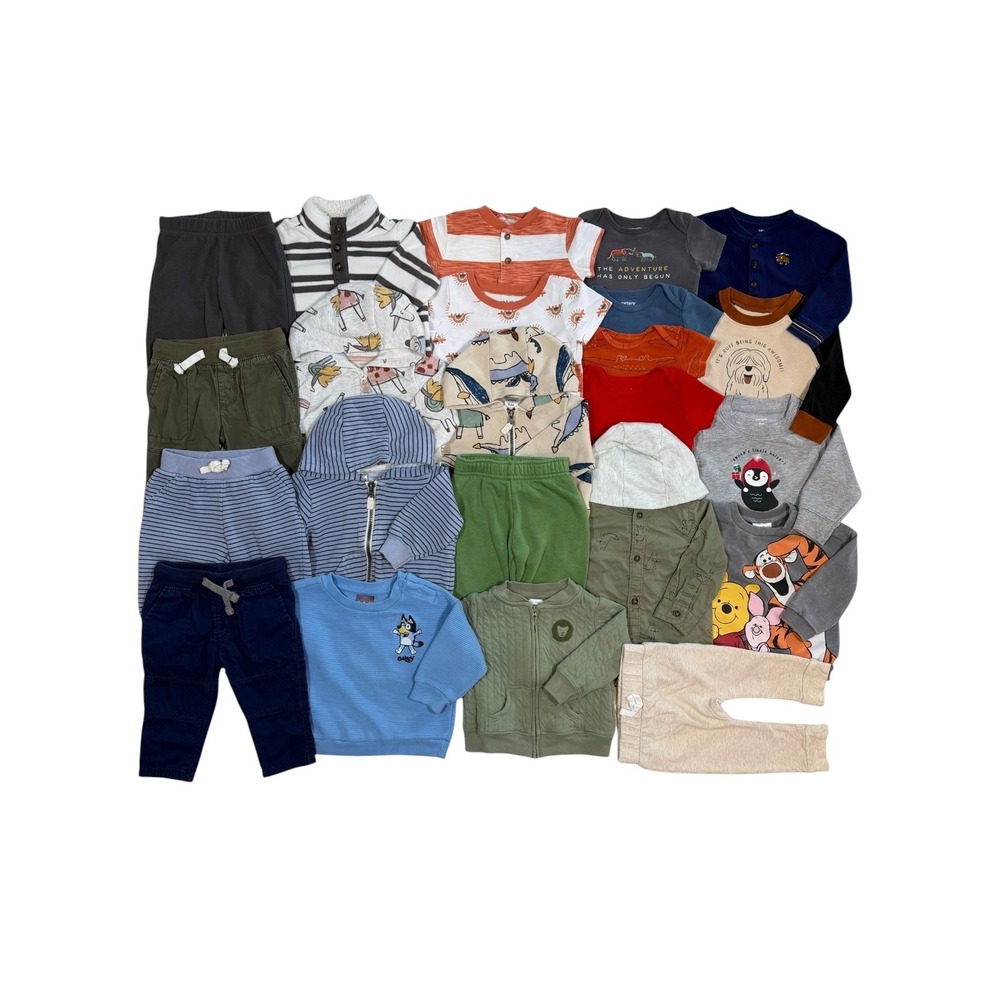 Baby Boy Clothing Lot 6-9 Months Carters Disney Bluey Winnie The Pooh 23 Pieces
